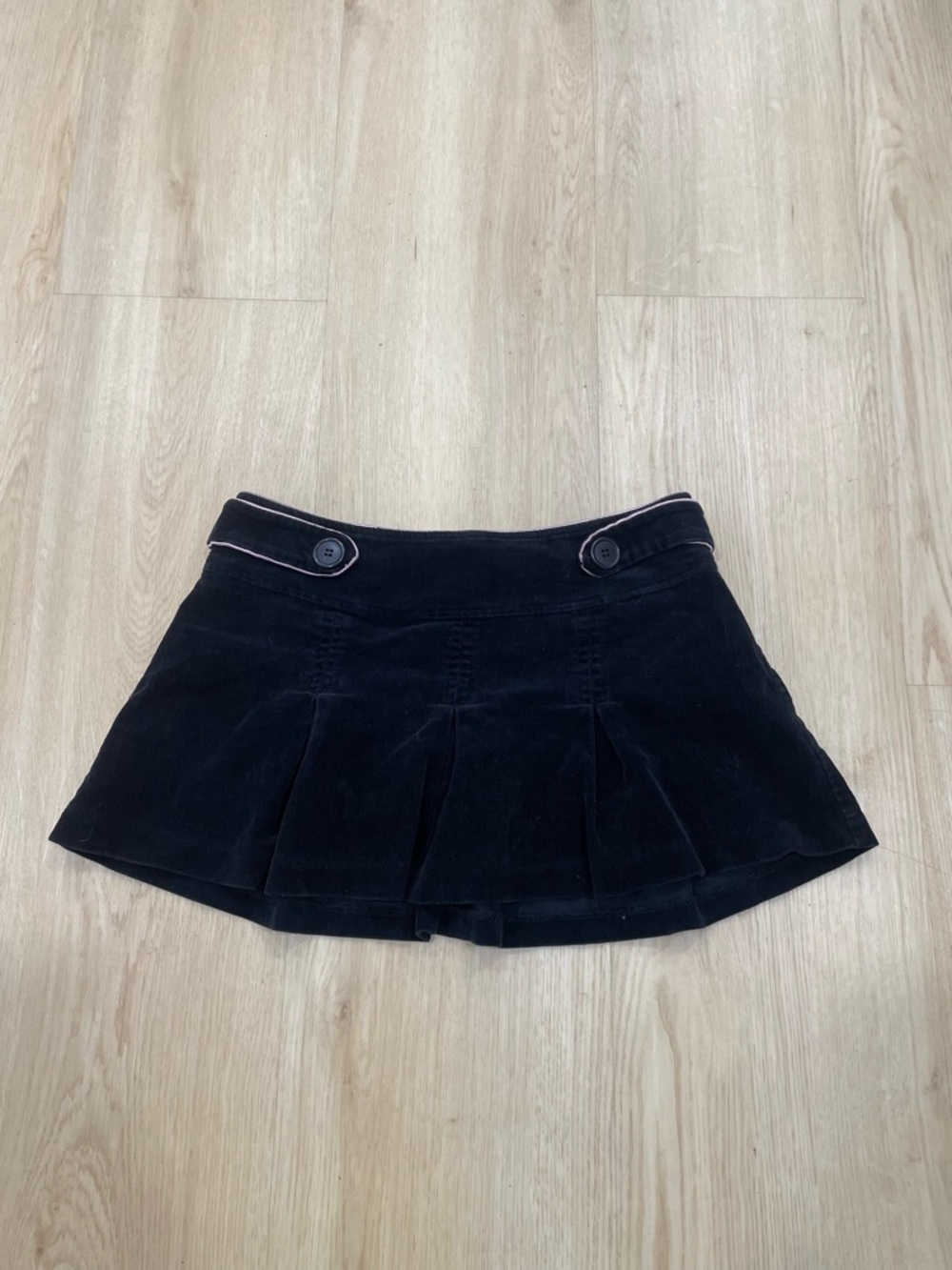 Vintage Y2K Reference black corduroy pleated mini skirt size Medium